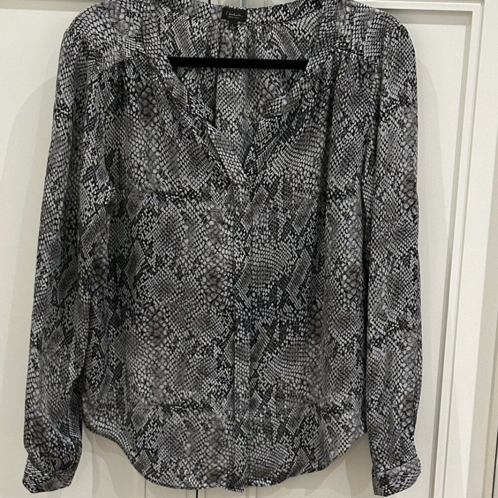 Babaton by Artizia Snakeskin Print Silk Blouse